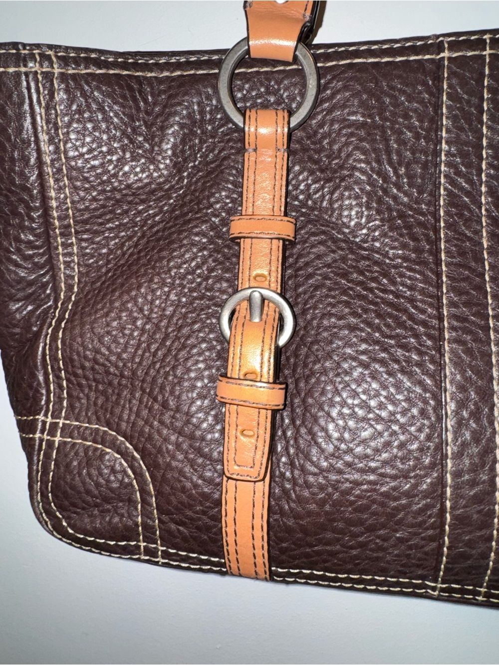Y2K vintage Coach Chelsea Tote Bag Handbag Dark Brown Pebbled Leather - Picture 3 of 10